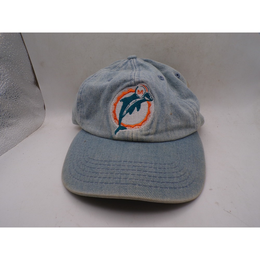 Vintage Miami Dolphins Denim Hat NFL Light Wash Adjustable Dad Cap Blue